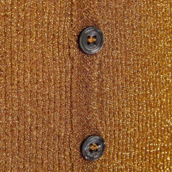 🥳🥂5 X HP🥂🥳 LANVIN METALLIC RIBBED-KNIT CARDIGAN IN GOLD - Picture 7 of 11